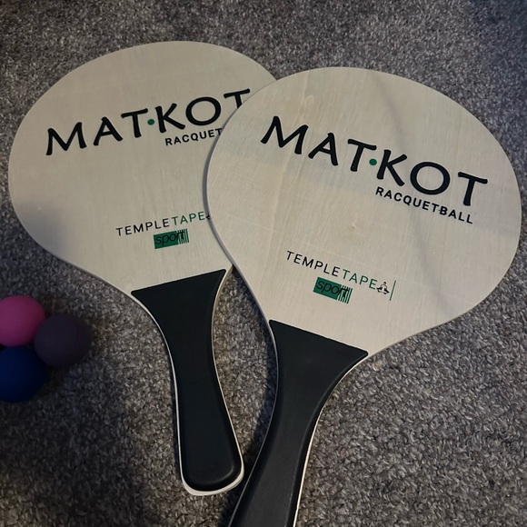 Matkot Racquetball Paddles with Black Handles - Picture 1 of 3